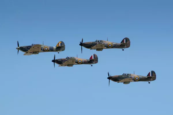Spitfire planes flying in formation