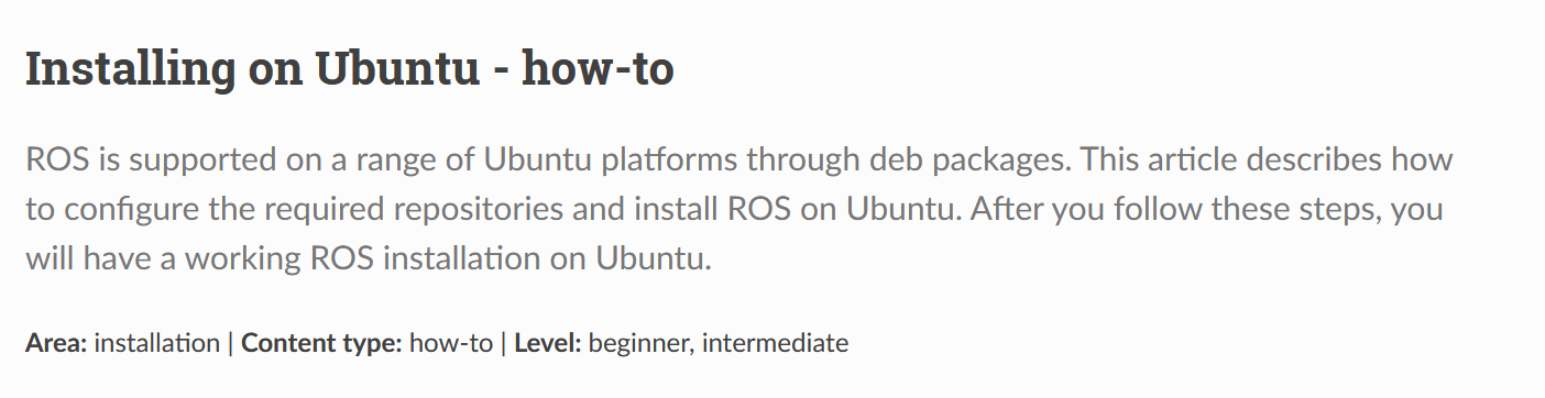 An example of a how to summary, taken from the ROS documentation website