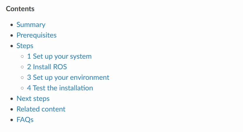 A TOC example, taken from the ROS website