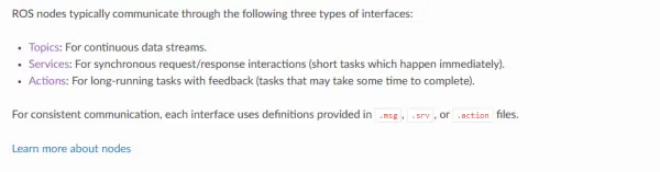 A section regarding ROS nodes, taken from the ROS site